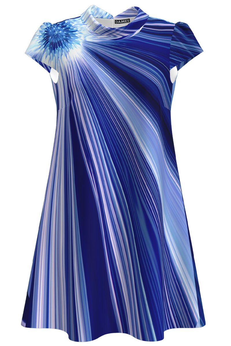 Rochie DAMES  casual cu imprimeu digital in nuante de albastru 