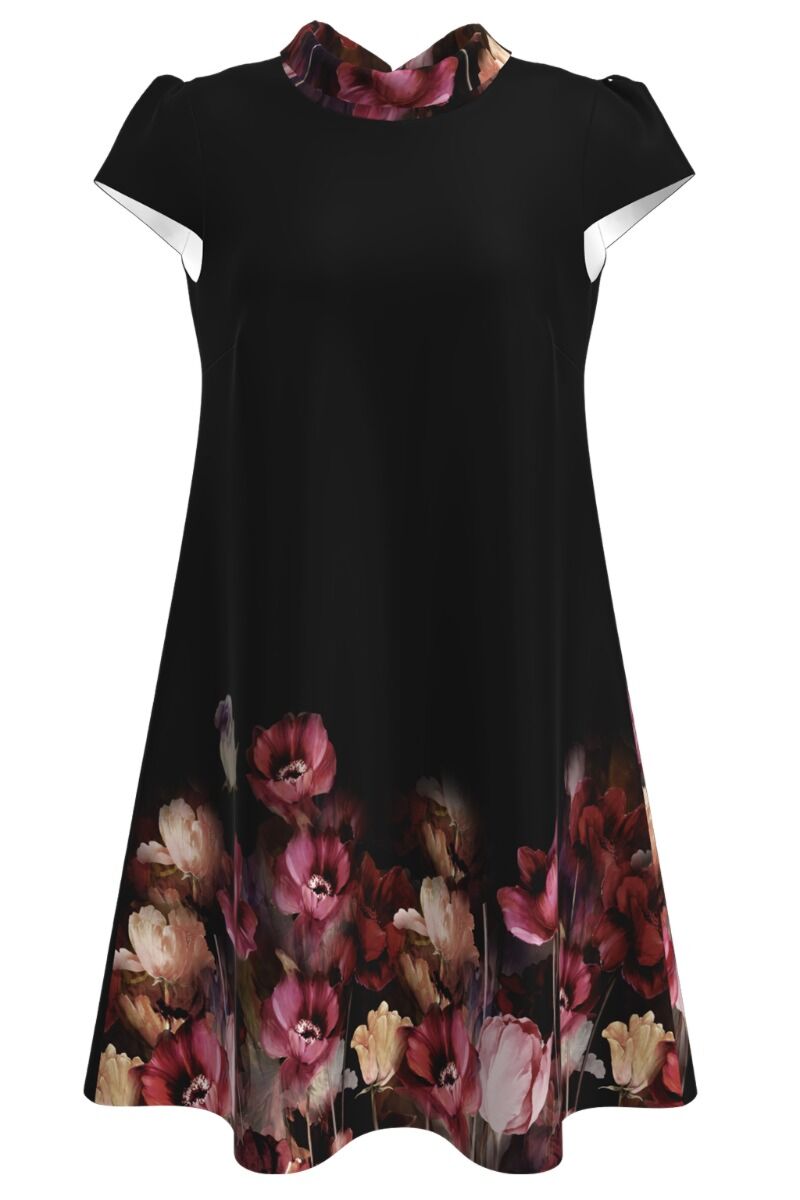Rochie DAMES  neagra casual imprimata cu model floral 