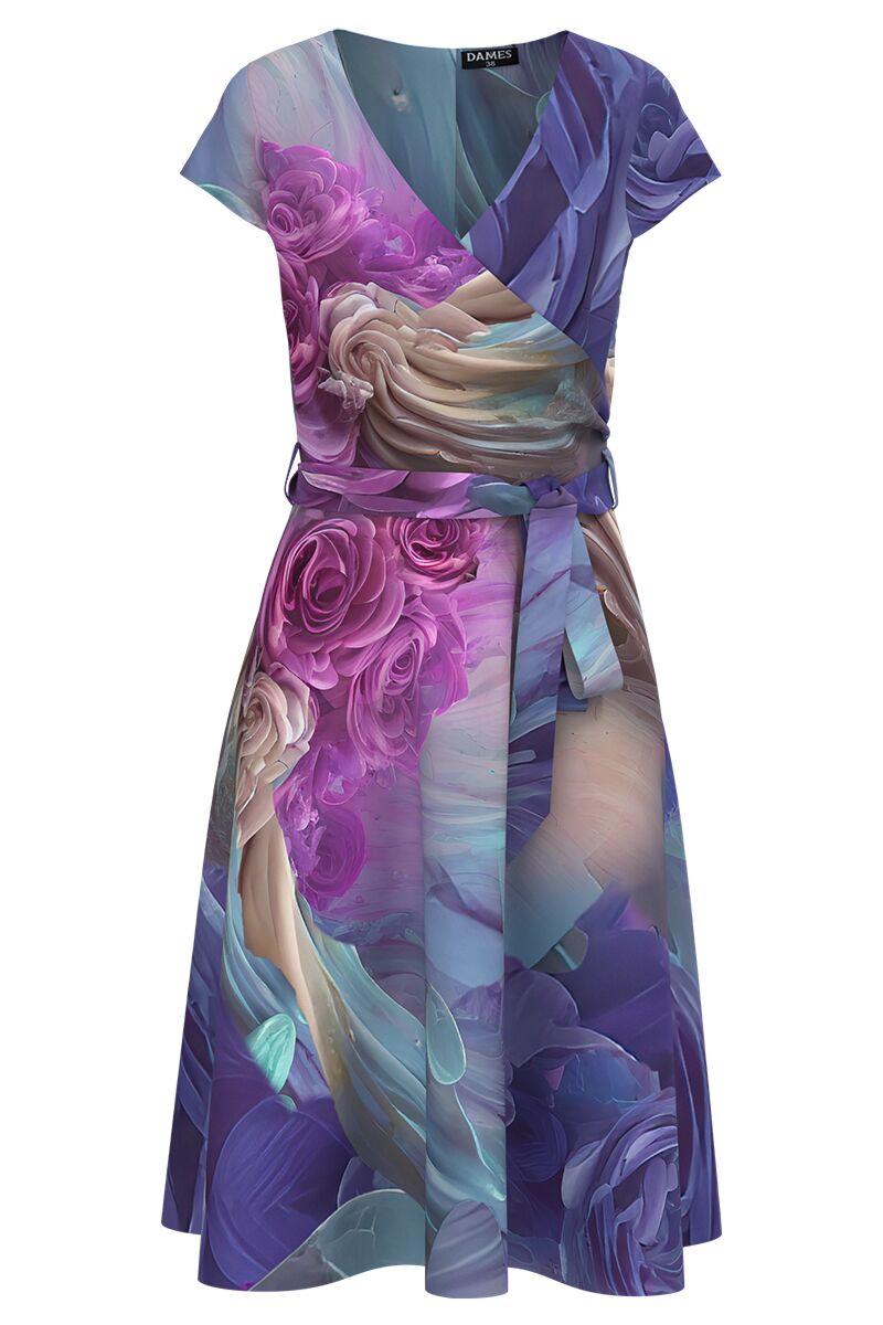 Rochie de vara cu maneca scurta imprimata cu model floral   CMD4162