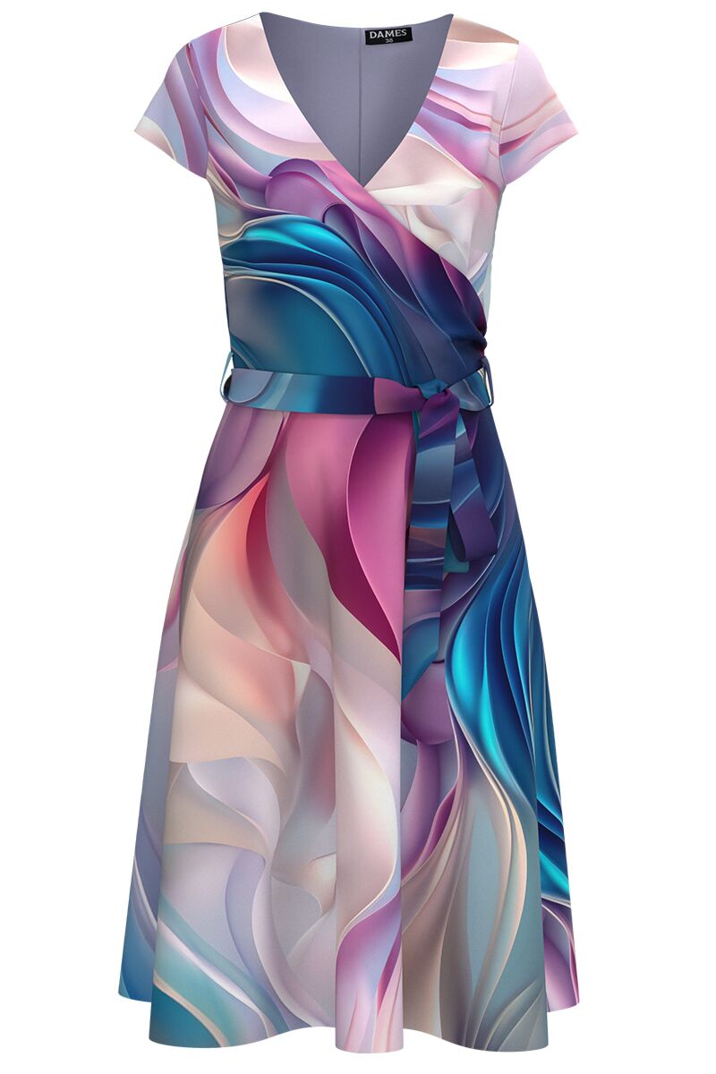 Rochie DAMES de vara cu maneca scurta imprimata multicolor 