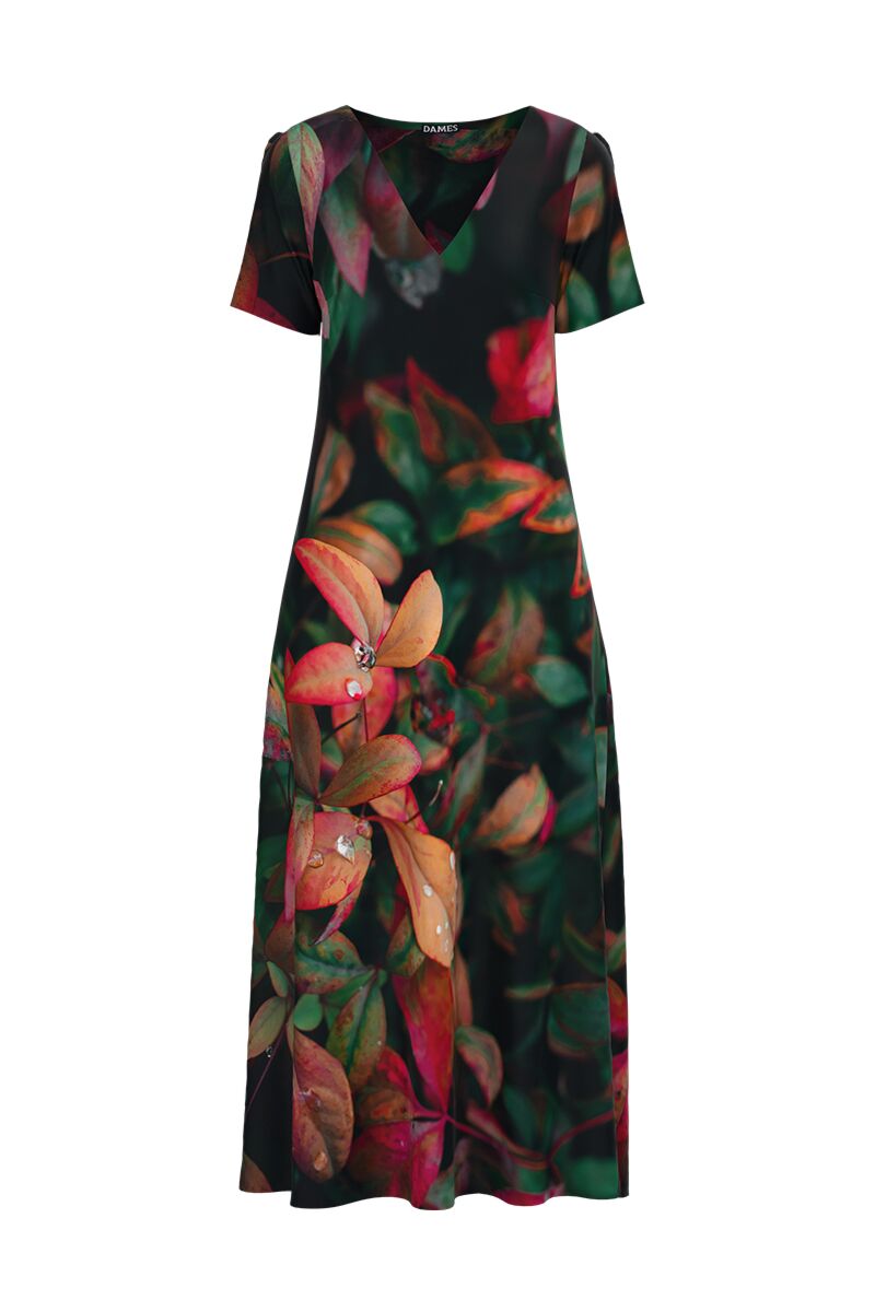 Rochita DAMES de vara, lunga,multicolora cu buzunare imprimata digital cu model floral.