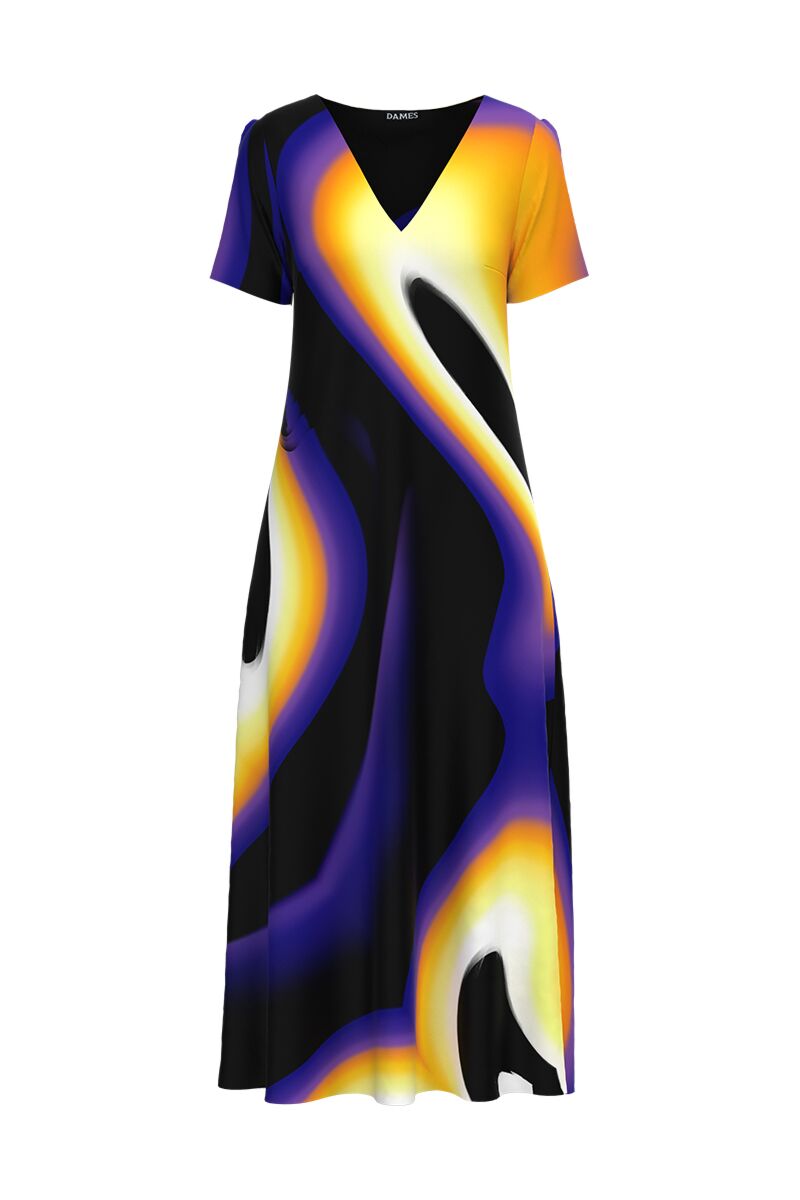 Rochie DAMES de vara, lunga, cu buzunare imprimata digital multicolor