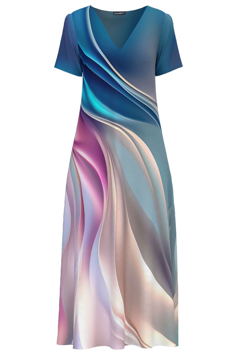 Rochie de vara lunga cu buzunare imprimata multicolor CMD5225