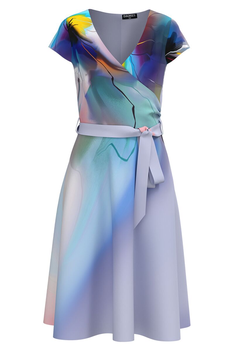 Rochie eleganta de vara cu maneca scurta imprimata abstract   CMD4362