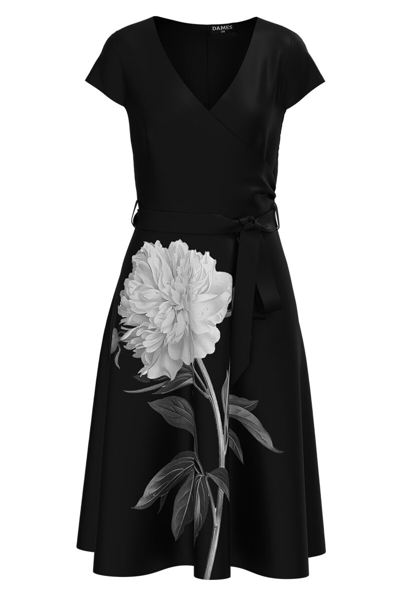 Rochie eleganta de vara cu maneca scurta imprimata cu model floral   CMD4612