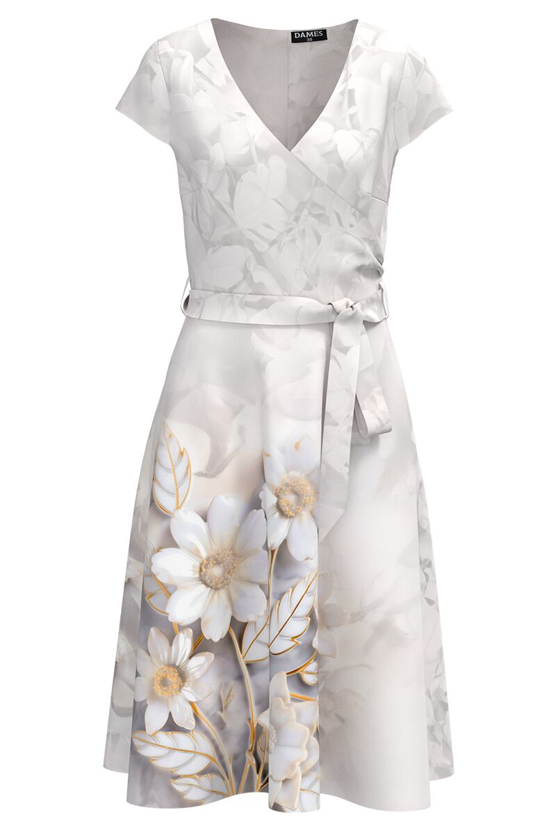 Rochie eleganta de vara cu maneca scurta imprimata floral   CMD4378