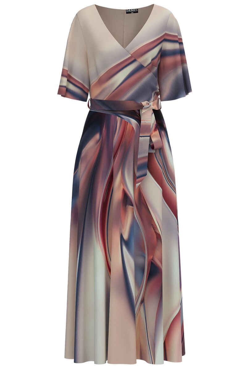 Rochie lunga eleganta de seara imprimata cu model multicolor CMD2587