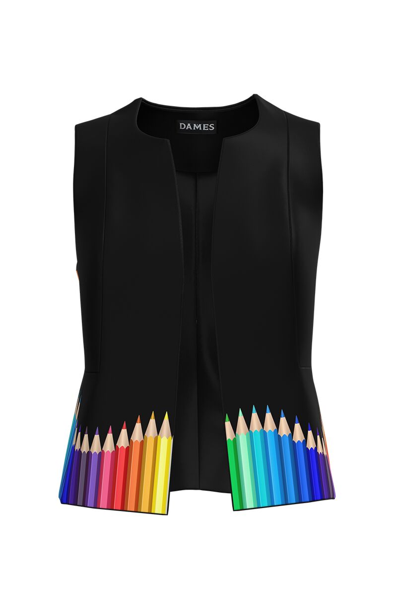 Vesta neagra imprimata creioane colorate  CMD4898