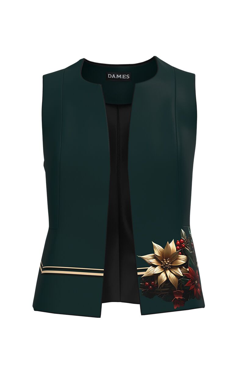 Vesta verde imprimata cu model floral  CMD5010