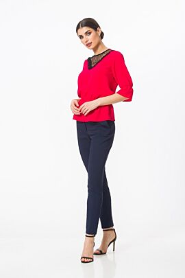 Bluza eleganta PREMIUM Rubin cu elastic si tulle DP002R