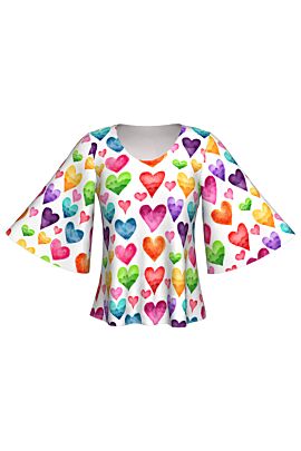 Bluza DAMES cu maneca fluture imprimata cu inimi colorate