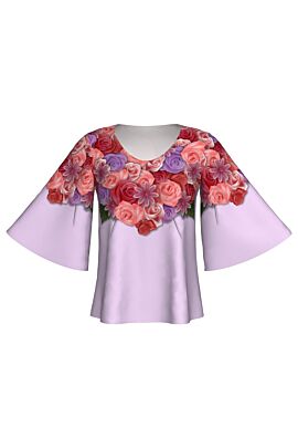 bluza DAMES cu maneca fluture lila cu flori imprimate