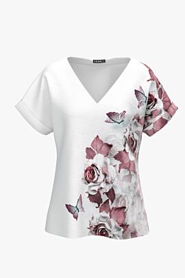 Bluza alba cu print floral  CMD561