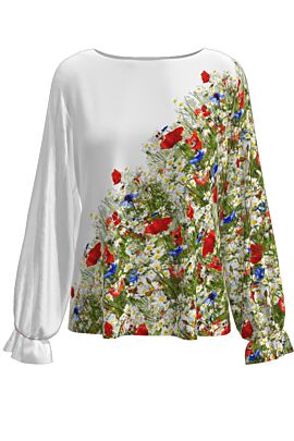 Bluză  DAMES alba cu flori de camp imprimata digital