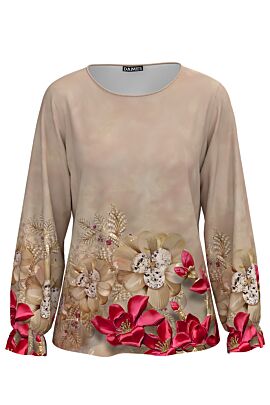 Bluză DAMES bej imprimata digital cu model floral.