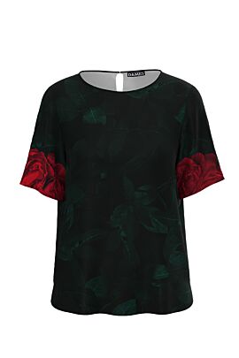 Bluză DAMES cu mâneci scurte, cu imprimeu digital floral trandafiri