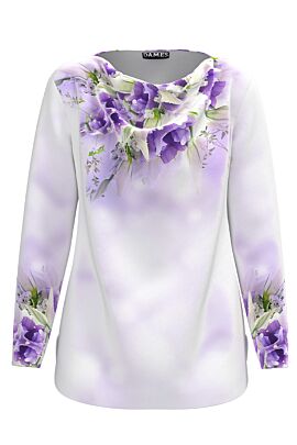 Bluza din catifea cu imprimeu floral Violete CMD4195