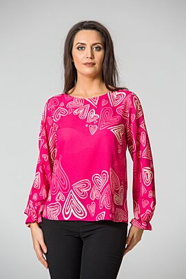Bluză  DAMES roz cu inimi imprimate digital