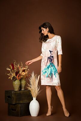 rochie DAMES  de craciun cu imprimeu fashion balerina