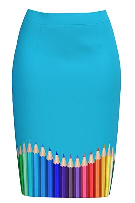 Fusta DAMES conica bleu imprimata Creioane colorate   