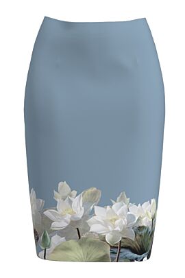 Fusta DAMES conica bleu imprimata cu model floral 