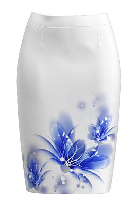Fusta DAMES  conica alba imprimata cu model Floral 