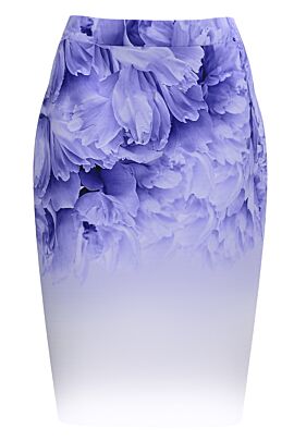 Fusta DAMES conica lila imprimata cu model floral 