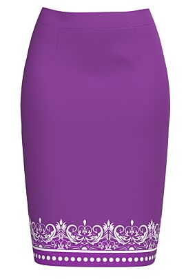 Fusta DAMES conica purple imprimata cu model floral