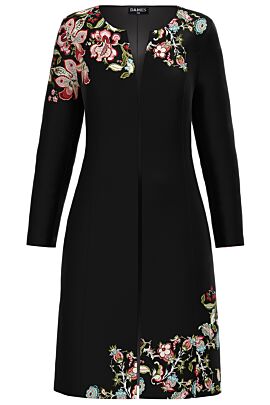 Jacheta DAMES de dama neagra lunga imprimata cu model floral 