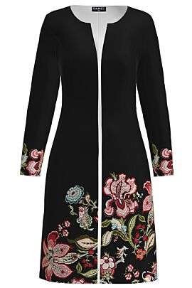 Jacheta DAMES   neagra lunga imprimata cu model floral  
