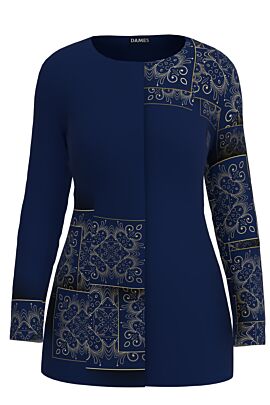 Jacheta DAMES bleumarin de lungime medie imprimata cu model Floral  