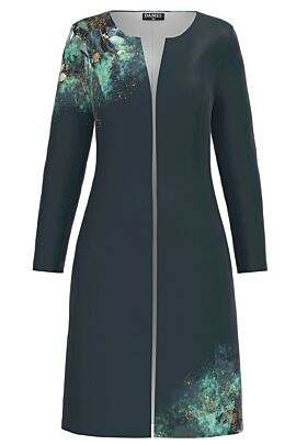 Jacheta de dama  DAMES lunga imprimata cu model floral turcoaz