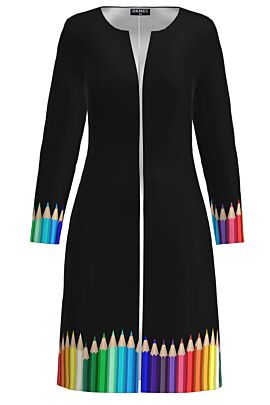 Jacheta DAMES neagra lunga imprimata Creioane colorate  