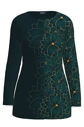 Jacheta de dama verde de lungime medie imprimata cu model floral  