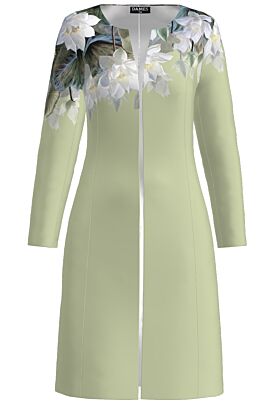 Jacheta de dama vernil lunga imprimata cu model floral  CMD2557