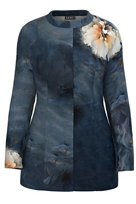 Palton DAMES bleumarin in degrade elegant si calduros imprimat floral  