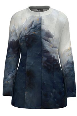 Palton DAMES elegant si calduros imprimat bleumarin in degrade 
