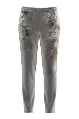 pantaloni DAMES din catifea ,cu print floral si buzunare