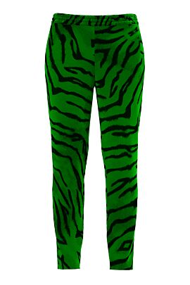 Pantaloni  DAMES verzi cu imprimeu animal print din catifea cu buzunare 