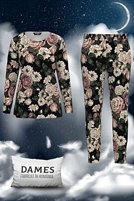 Pijamale dames  de dama cu imprimeu floral 