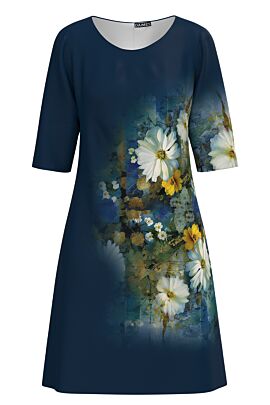 Rochie DAMES casual bleumarin imprimata cu model floral  