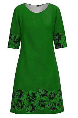Rochie DAMES casual verde imprimata cu model Trandafiri  