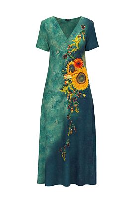 rochie DAMES casual de vara cu buzunare imprimata floarea soarelui