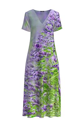 rochie DAMES casual de vara cu buzunare imprimata Lavanda