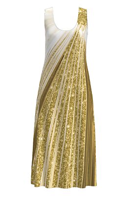 Rochie DAMES  lunga casual de vara cu buzunare imprimata in nuante aurii 