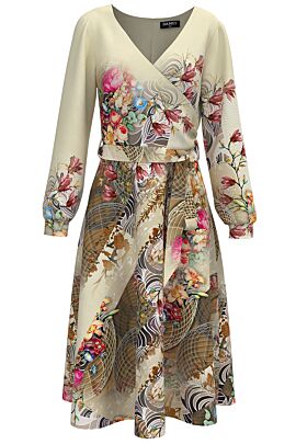 Rochie eleganta imprimata cu model floral multicolor  CMD3843